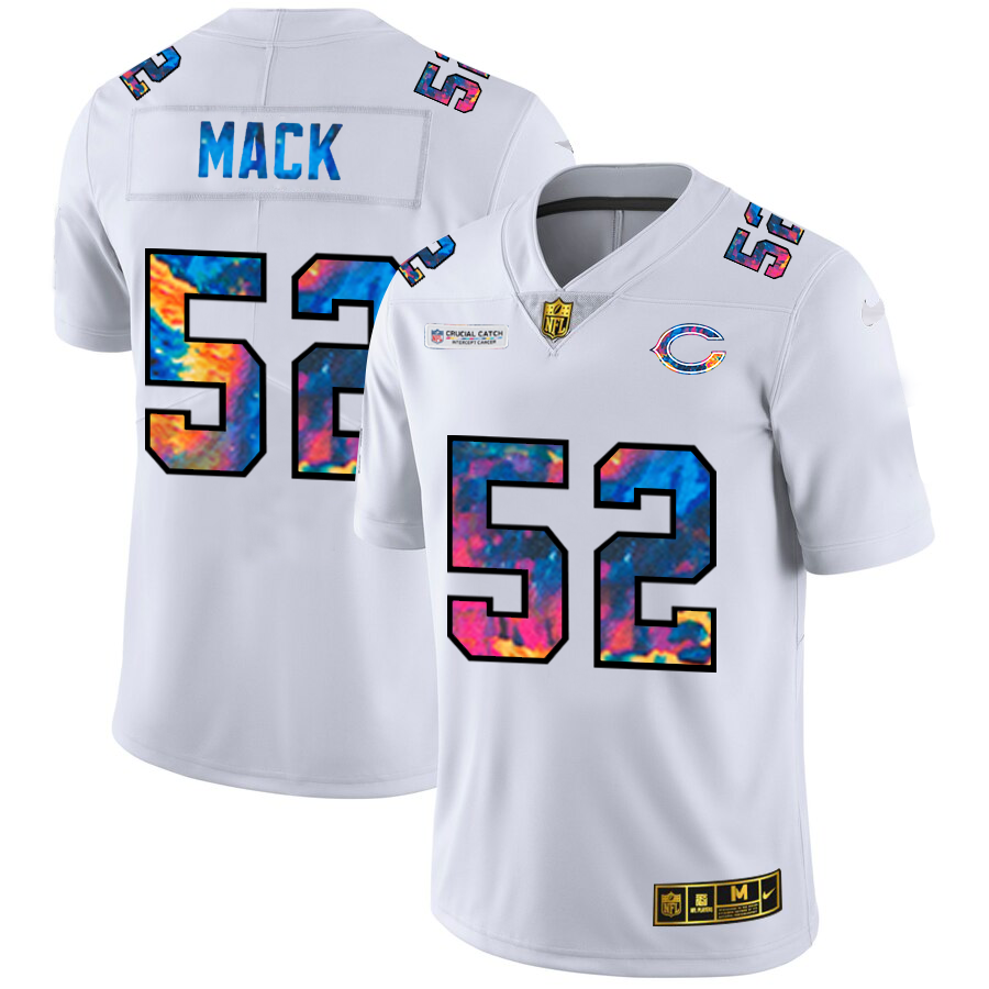 Chicago Bears #52 Khalil Mack Men's White Nike Multi-Color 2020 NFL Crucial Catch Limited NFL Jersey