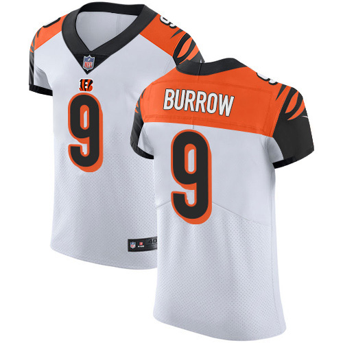 Nike Bengals #9 Joe Burrow White Men's Stitched NFL New Elite Jersey