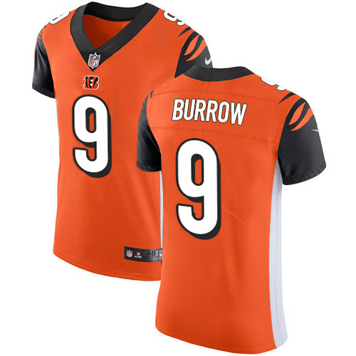 Nike Bengals #9 Joe Burrow Orange Alternate Men's Stitched NFL New Elite Jersey