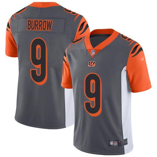 Nike Bengals #9 Joe Burrow Silver Men's Stitched NFL Limited Inverted Legend Jersey