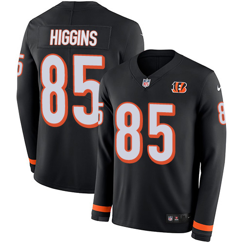 Nike Bengals #85 Tee Higgins Black Team Color Men's Stitched NFL Limited Therma Long Sleeve Jersey