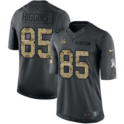 Nike Bengals #85 Tee Higgins Black Men's Stitched NFL Limited 2016 Salute to Service Jersey