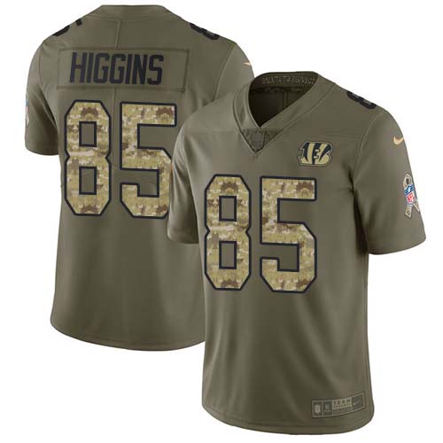 Nike Bengals #85 Tee Higgins Olive/Camo Men's Stitched NFL Limited 2017 Salute To Service Jersey