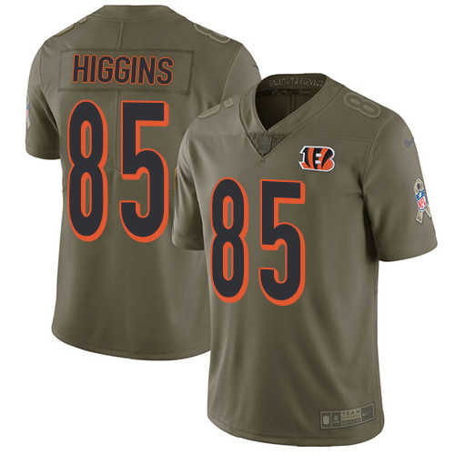 Nike Bengals #85 Tee Higgins Olive Men's Stitched NFL Limited 2017 Salute To Service Jersey