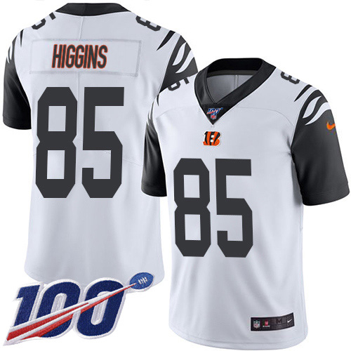 Nike Bengals #85 Tee Higgins White Men's Stitched NFL Limited Rush 100th Season Jersey