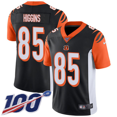 Nike Bengals #85 Tee Higgins Black Team Color Men's Stitched NFL 100th Season Vapor Untouchable Limited Jersey