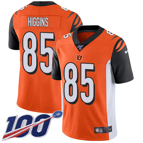 Nike Bengals #85 Tee Higgins Orange Alternate Men's Stitched NFL 100th Season Vapor Untouchable Limited Jersey