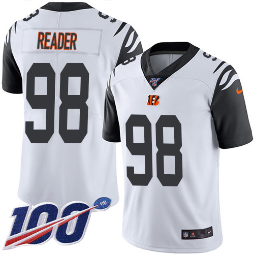 Nike Bengals #98 D.J. Reader White Men's Stitched NFL Limited Rush 100th Season Jersey