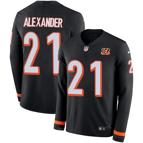 Nike Bengals #21 Mackensie Alexander Black Team Color Men's Stitched NFL Limited Therma Long Sleeve Jersey