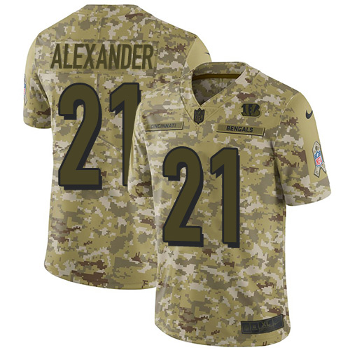 Nike Bengals #21 Mackensie Alexander Camo Men's Stitched NFL Limited 2018 Salute To Service Jersey