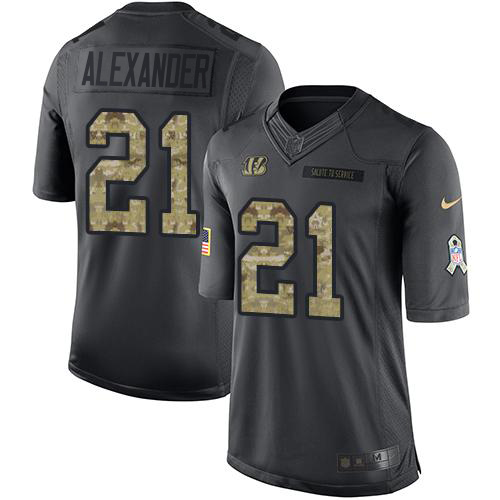 Nike Bengals #21 Mackensie Alexander Black Men's Stitched NFL Limited 2016 Salute to Service Jersey