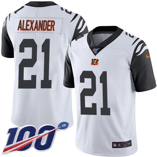 Nike Bengals #21 Mackensie Alexander White Men's Stitched NFL Limited Rush 100th Season Jersey