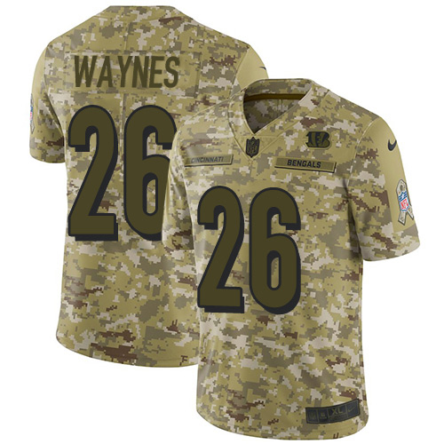 Nike Bengals #26 Trae Waynes Camo Men's Stitched NFL Limited 2018 Salute To Service Jersey