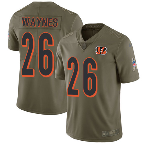 Nike Bengals #26 Trae Waynes Olive Men's Stitched NFL Limited 2017 Salute To Service Jersey