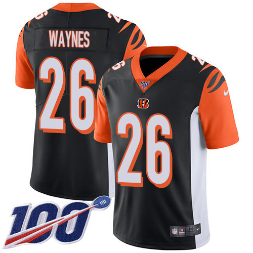 Nike Bengals #26 Trae Waynes Black Team Color Men's Stitched NFL 100th Season Vapor Untouchable Limited Jersey Nike Bengals #26 Trae Waynes Black Team Color Men's Stitched NFL 100th Season Vapor Untouchable Limited Jersey