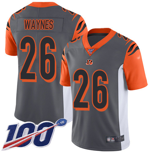 Nike Bengals #26 Trae Waynes Silver Men's Stitched NFL Limited Inverted Legend 100th Season Jersey