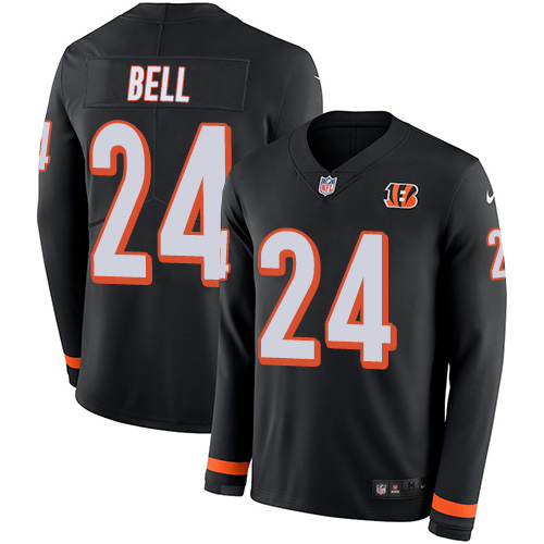Nike Bengals #24 Vonn Bell Black Team Color Men's Stitched NFL Limited Therma Long Sleeve Jersey