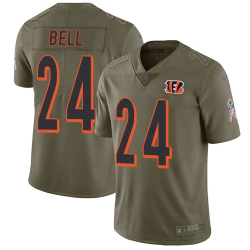 Nike Bengals #24 Vonn Bell Olive Men's Stitched NFL Limited 2017 Salute To Service Jersey