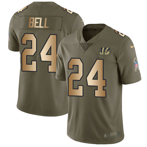 Nike Bengals #24 Vonn Bell Olive/Gold Men's Stitched NFL Limited 2017 Salute To Service Jersey