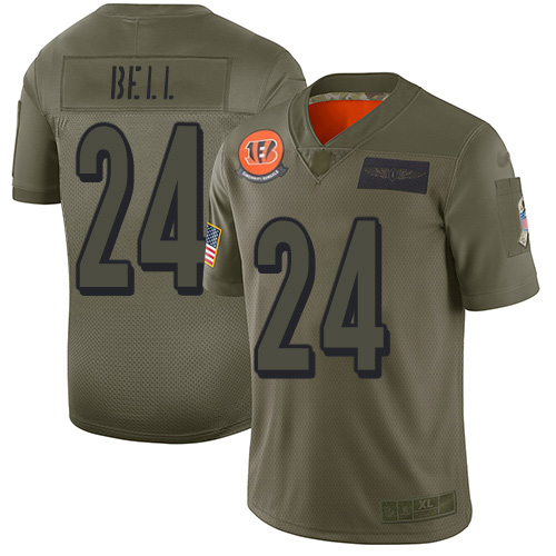 Nike Bengals #24 Vonn Bell Camo Men's Stitched NFL Limited 2019 Salute To Service Jersey