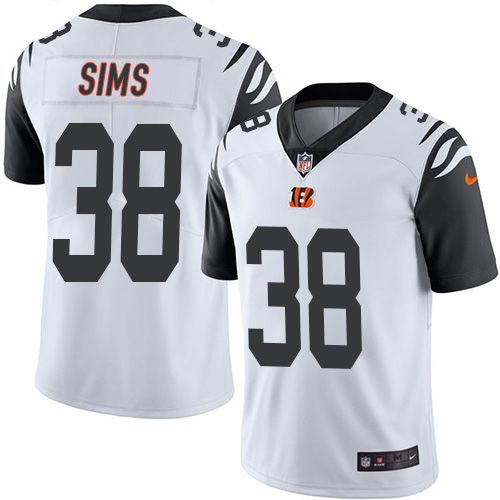 Nike Bengals #38 LeShaun Sims White Men's Stitched NFL Limited Rush Jersey