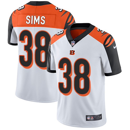 Nike Bengals #38 LeShaun Sims White Men's Stitched NFL Vapor Untouchable Limited Jersey