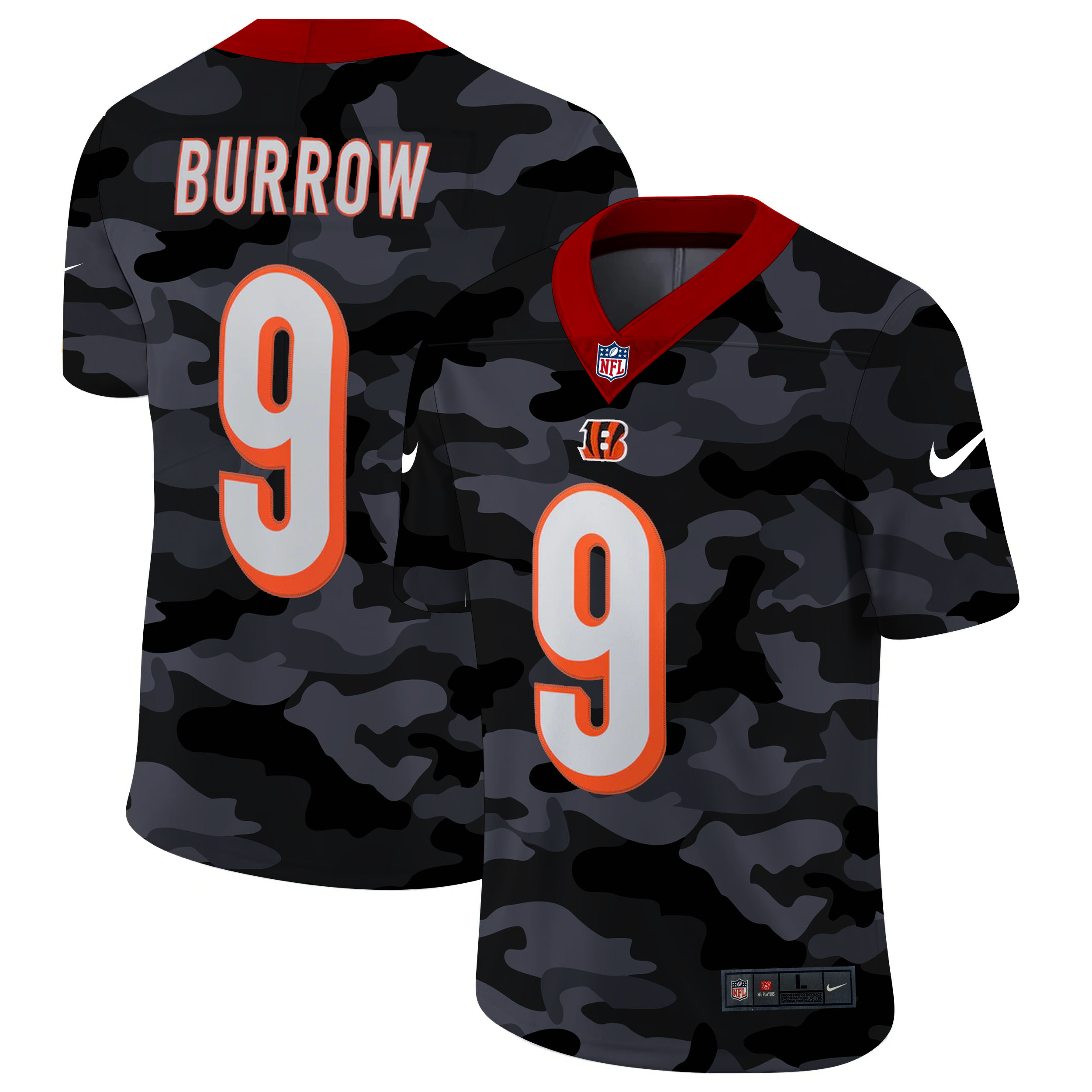 Cincinnati Bengals #9 Joe Burrow Men's Nike 2020 Black CAMO Vapor Untouchable Limited Stitched NFL Jersey