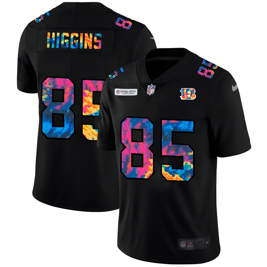 Cincinnati Bengals #85 Tee Higgins Men's Nike Multi-Color Black 2020 NFL Crucial Catch Vapor Untouchable Limited Jersey