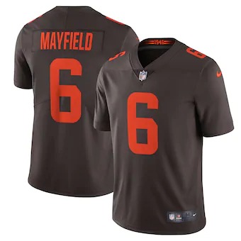 Cleveland Browns #6 Baker Mayfield Men's Nike Brown Alternate 2020 Vapor Limited Jersey