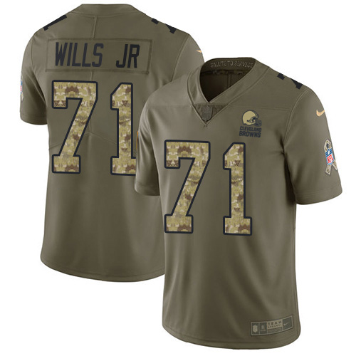 Nike Browns #71 Jedrick Wills JR Olive/Camo Men's Stitched NFL Limited 2017 Salute To Service Jersey