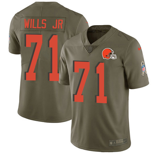 Nike Browns #71 Jedrick Wills JR Olive Men's Stitched NFL Limited 2017 Salute To Service Jersey
