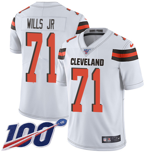 Nike Browns #71 Jedrick Wills JR White Men's Stitched NFL 100th Season Vapor Untouchable Limited Jersey