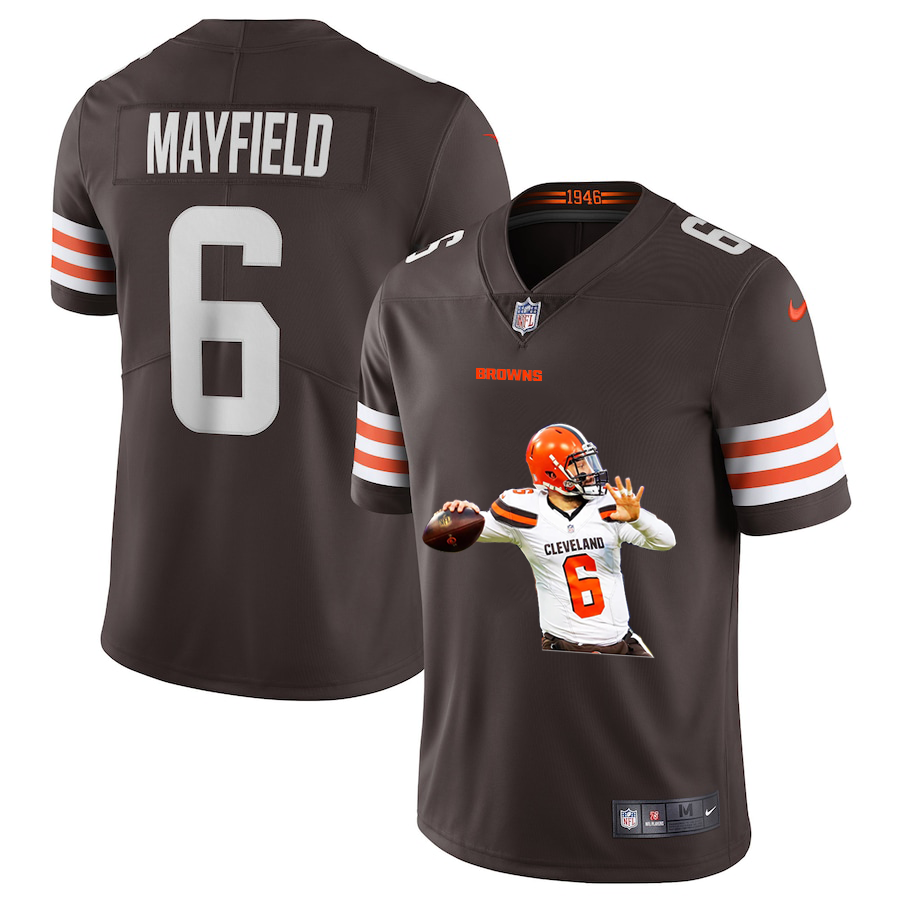 Cleveland Browns #6 Baker Mayfield Men's Nike Player Signature Moves 2 Vapor Limited NFL Jersey Brown