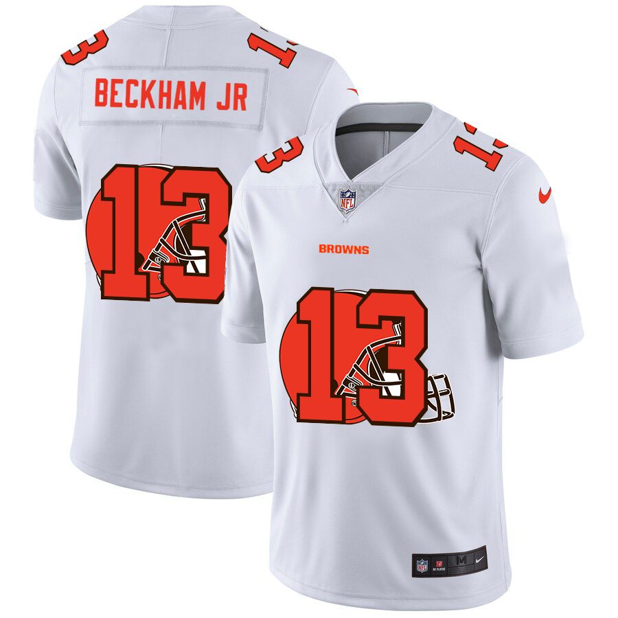 Cleveland Browns #13 Odell Beckham Jr. White Men's Nike Team Logo Dual Overlap Limited NFL Jersey