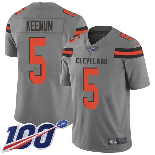 Nike Browns #5 Case Keenum Gray Men's Stitched NFL Limited Inverted Legend 100th Season Jersey