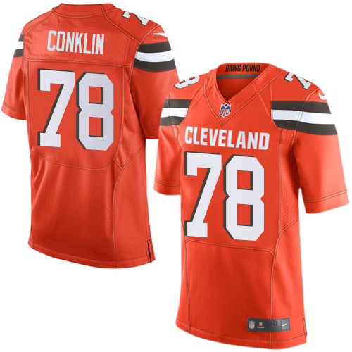 Nike Browns #78 Jack Conklin Orange Alternate Men's Stitched NFL New Elite Jersey