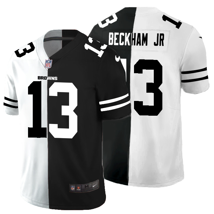 Cleveland Browns #13 Odell Beckham Jr. Men's Black V White Peace Split Nike Vapor Untouchable Limited NFL Jersey