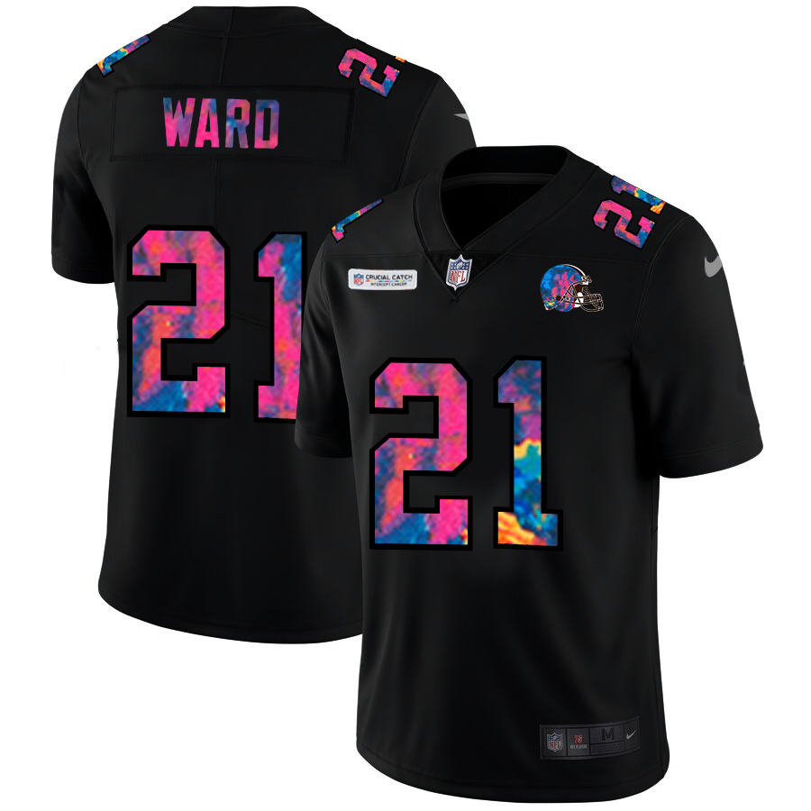Cleveland Browns #21 Denzel Ward Men's Nike Multi-Color Black 2020 NFL Crucial Catch Vapor Untouchable Limited Jersey