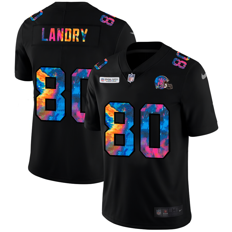 Cleveland Browns #80 Jarvis Landry Men's Nike Multi-Color Black 2020 NFL Crucial Catch Vapor Untouchable Limited Jersey