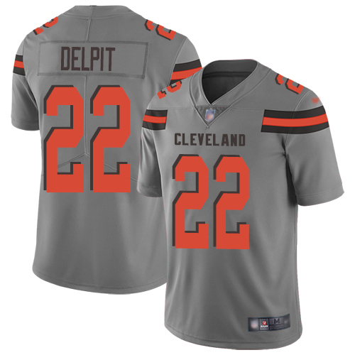 Nike Browns #22 Grant Delpit Gray Men's Stitched NFL Limited Inverted Legend Jersey