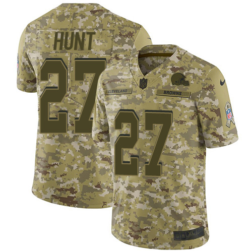 Nike Browns #27 Kareem Hunt Camo Men's Stitched NFL Limited 2018 Salute To Service Jersey