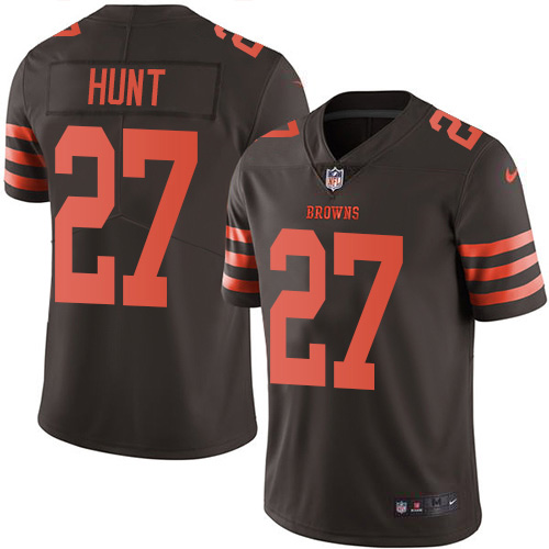 Nike Browns #27 Kareem Hunt Brown Men's Stitched NFL Limited Rush Jersey