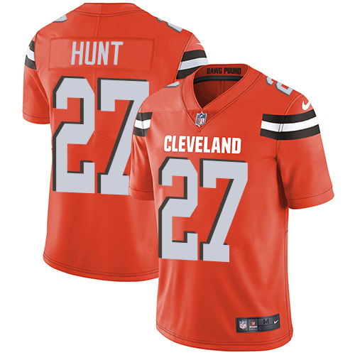 Nike Browns #27 Kareem Hunt Orange Alternate Men's Stitched NFL Vapor Untouchable Limited Jersey