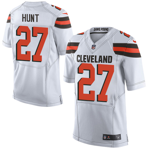 Nike Browns #27 Kareem Hunt White Men's Stitched NFL New Elite Jersey