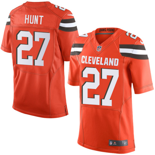 Nike Browns #27 Kareem Hunt Orange Alternate Men's Stitched NFL New Elite Jersey