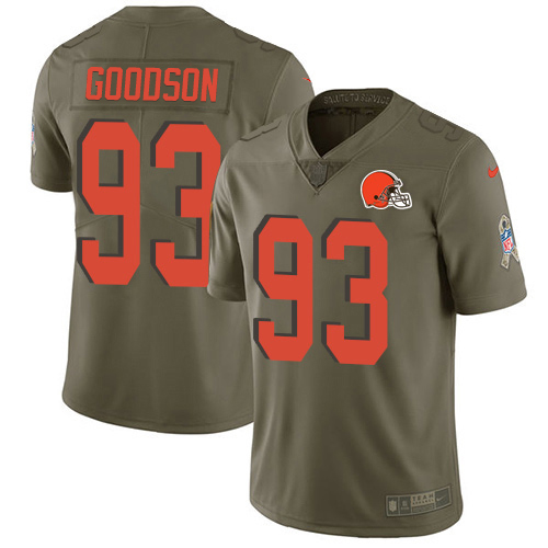 Nike Browns #93 B.J. Goodson Olive Men's Stitched NFL Limited 2017 Salute To Service Jersey