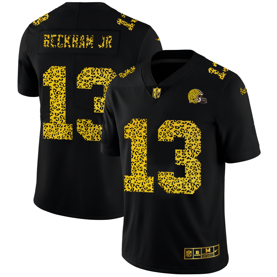 Cleveland Browns #13 Odell Beckham Jr. Men's Nike Leopard Print Fashion Vapor Limited NFL Jersey Black
