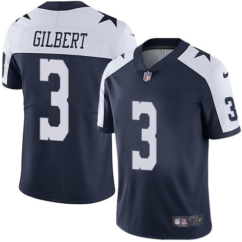 Nike Cowboys #3 Garrett Gilbert Navy Blue Thanksgiving Men's Stitched NFL Vapor Untouchable Limited Throwback Jersey