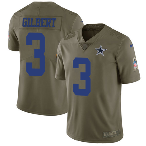 Nike Cowboys #3 Garrett Gilbert Olive Men's Stitched NFL Limited 2017 Salute To Service Jersey