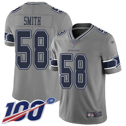 Nike Cowboys #58 Aldon Smith Gray Men's Stitched NFL Limited Inverted Legend 100th Season Jersey